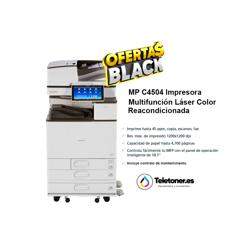 fotocopiara seminueva a color Ricoh MP C4504, ágil y versátil